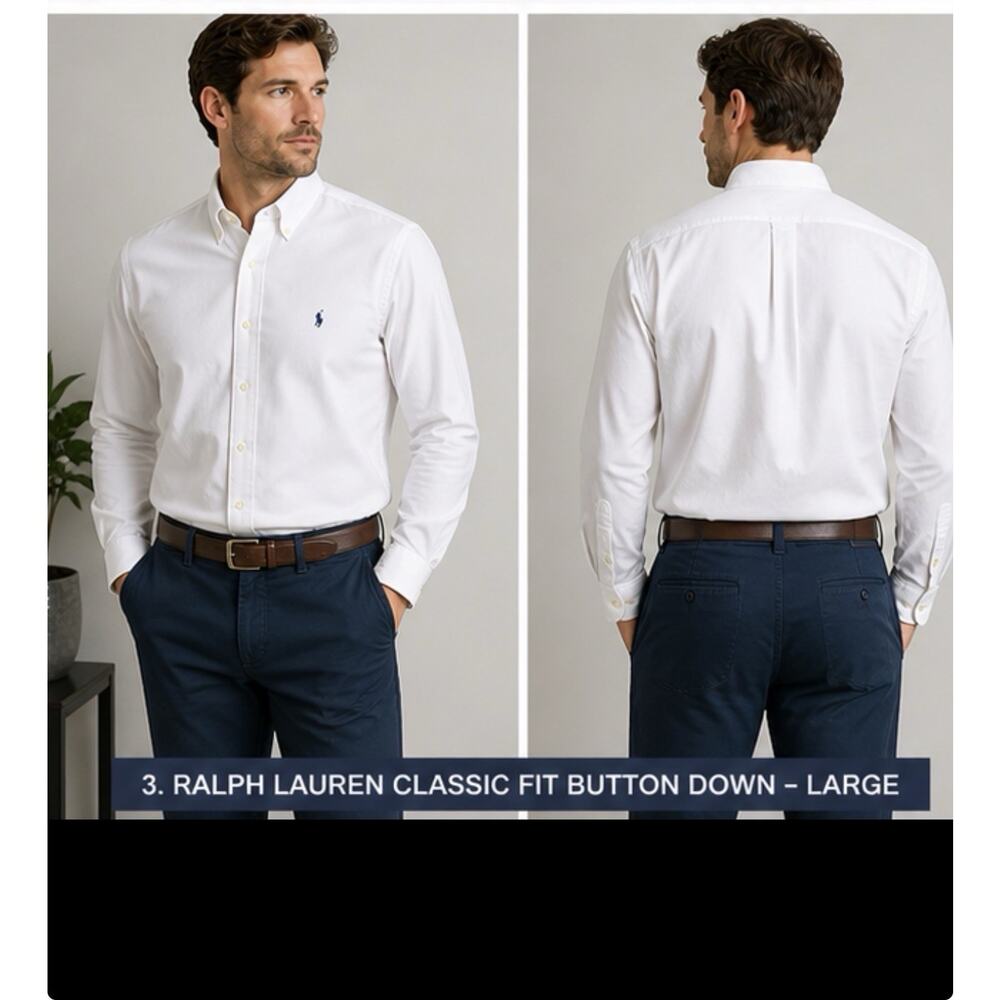 Ralph Lauren Classic Fit Button Down Shirt Mens Large White Pony Oxford